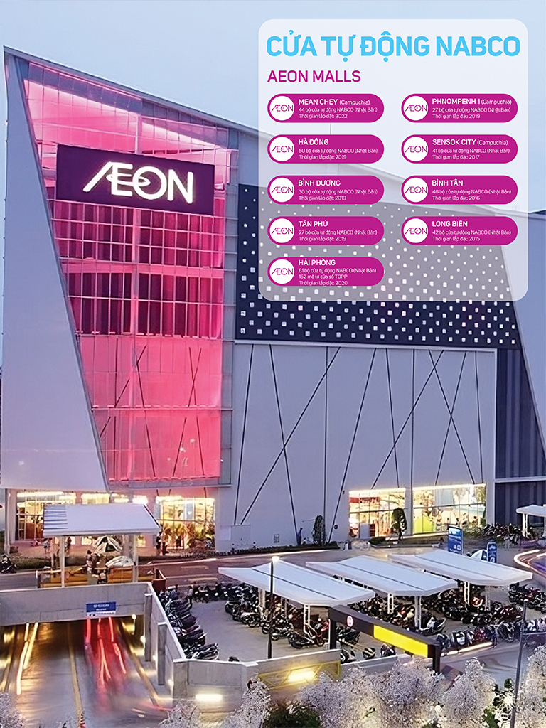 Aeon Mall sử dụng cửa tự động Nabco tại Việt Nam