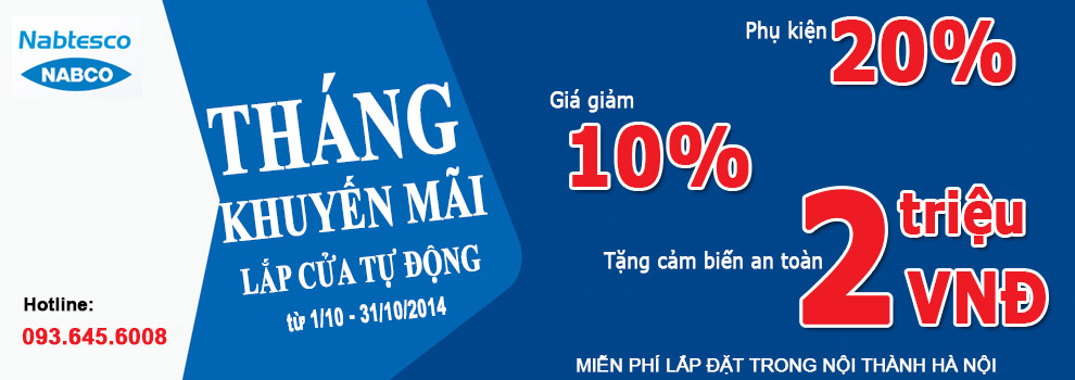 Chương trình khuyến mãi lắp cửa tự động NABCO tháng 10/2014