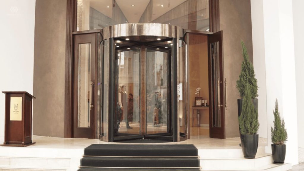 NABCO automatic revolving door in hotel main lobby