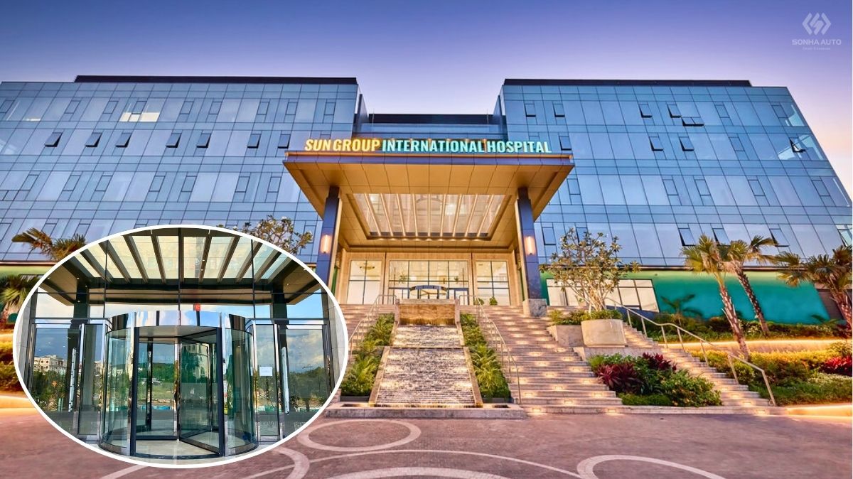 Sonha Auto installed one NABCO RL-X 3-wing automatic revolving door, two NABCO automatic sliding doors, 79 Deper swing doors, and 150 HEINDA smoke exhaust windows at Phu Quoc Mat Troi Hospital Hệ thống cửa tự động NABCO và cửa sổ thoát khói HEINDA vận hành an toàn tại bệnh viện