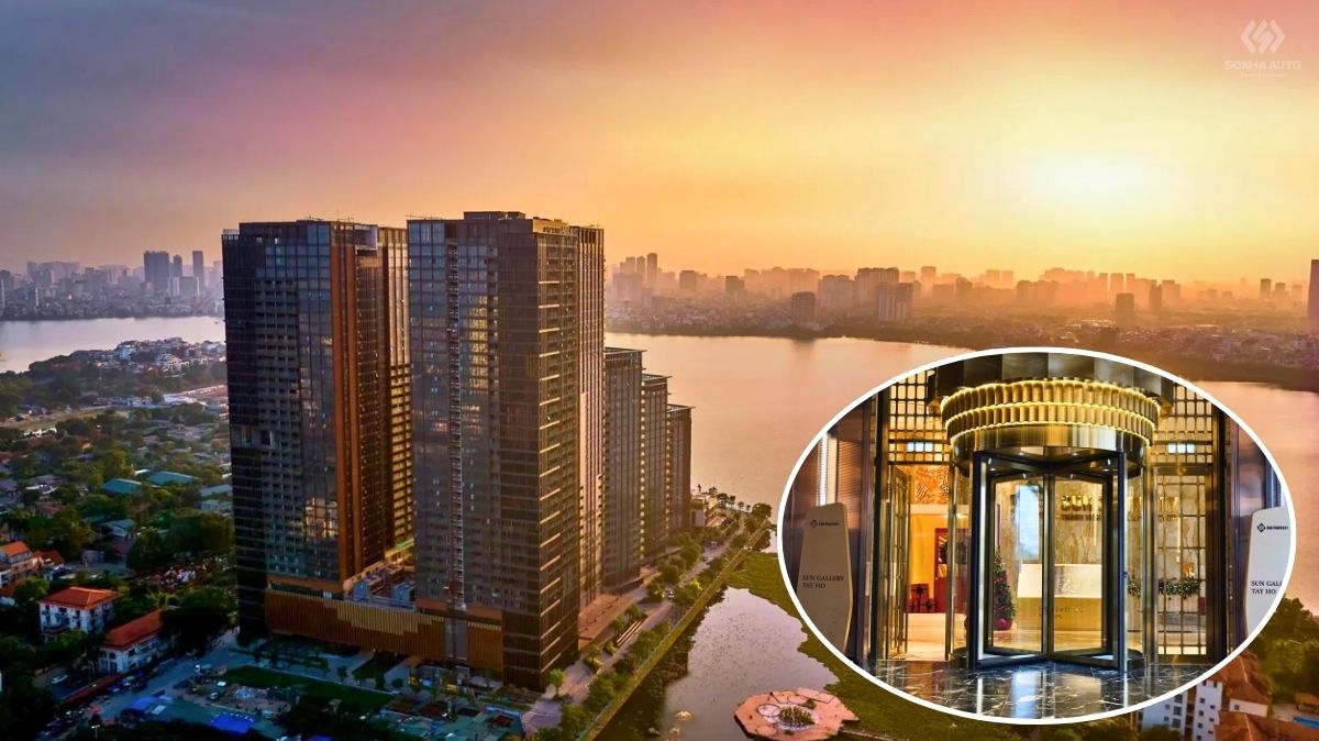 Three KBB automatic revolving doors, each with a 3-meter diameter, installed at the main lobbies of Sun Grand City Tay Ho View 3 bộ cửa xoay KBB đường kính 3m