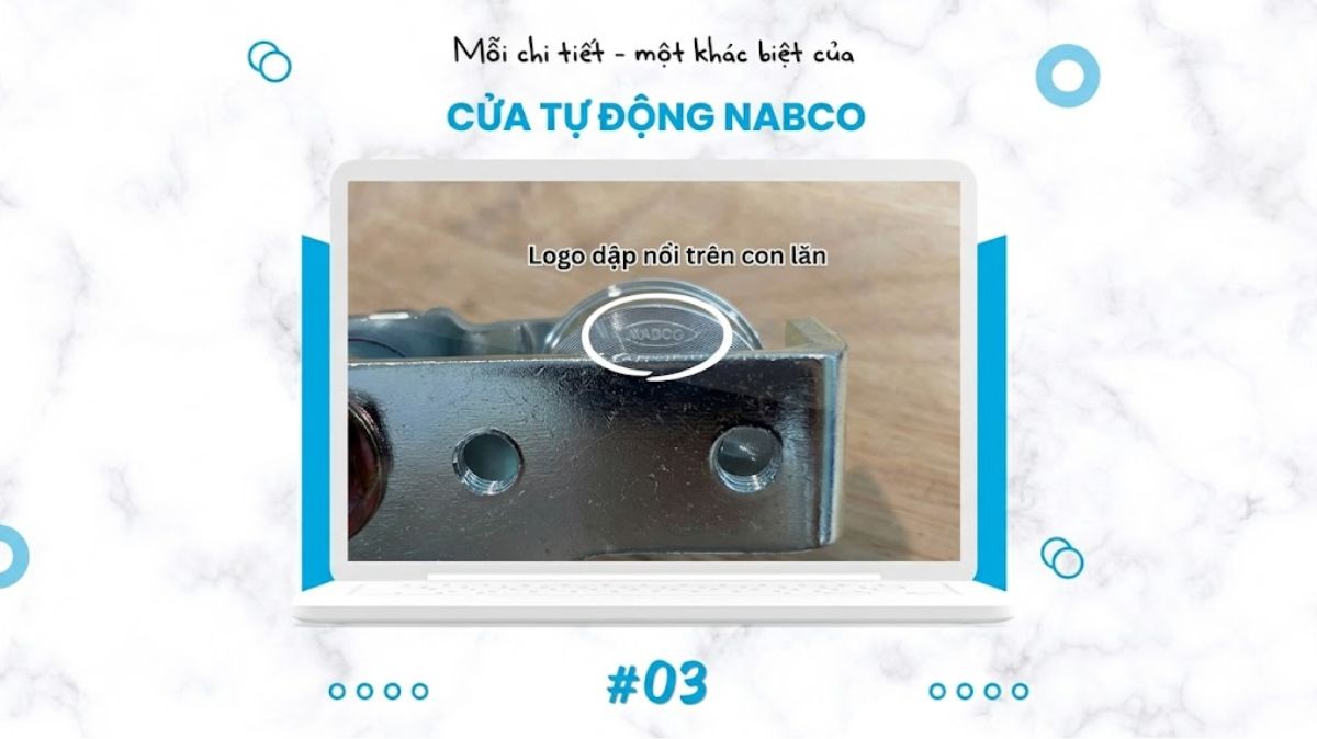 Logo NABCO dập nổi trực tiếp trên con lăn Logo NABCO dập nổi trực tiếp trên con lăn
