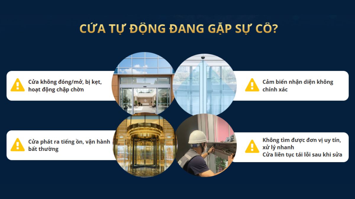 Cửa tự động cần kiểm tra khi hoạt động không ổn định
