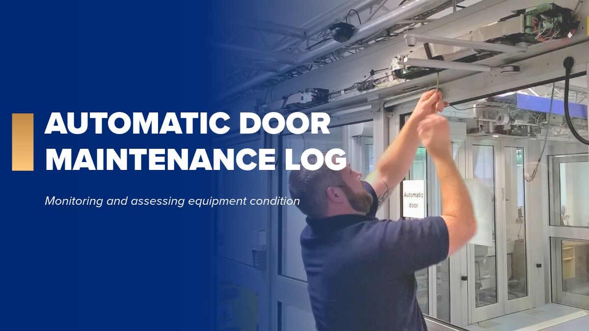 What does an automatic door maintenance log reveal about equipment condition?
